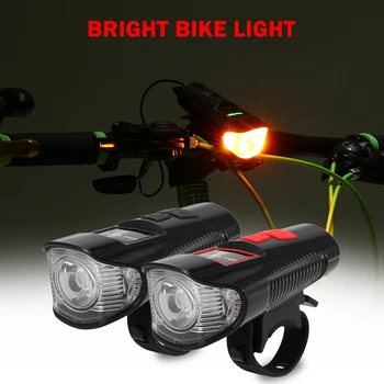 

Waterproof Bicycle Headlight Rechargeable Cycling LED Front Light Bike Head Lamp Loud Bell Warning Horn Light For MTB Road Bike