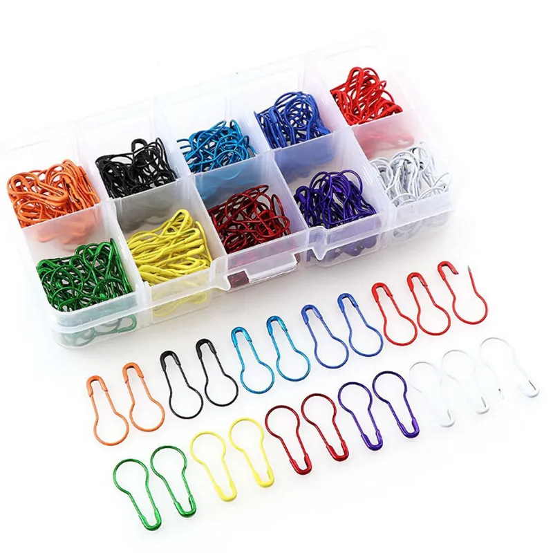 

New 100pcs/pack Pins Gourd Shape Metal Clips Knitting Safety Stitch Holder Marker Tag Pins Knit Knitting Needle Garment Clips