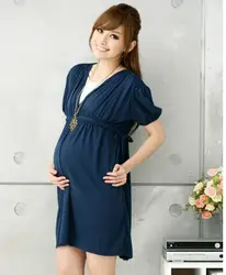 Лето Новое поступление платье для беременных, повседневный цельный хлопчатобумажное платье для беременных женщин Бесплатная доставка