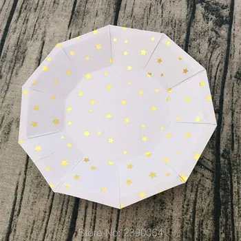 

Free Shipping 80pcs Party Favor Gold/Silver Star Paper Plate Disposable Paper Tableware for Wedding/Baby Shower/Christmas Decor