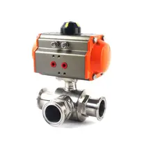 " Санитарно нержавеющей 304 Трехходовой Т-порт Tri-зажим пневматический мяч Клапан