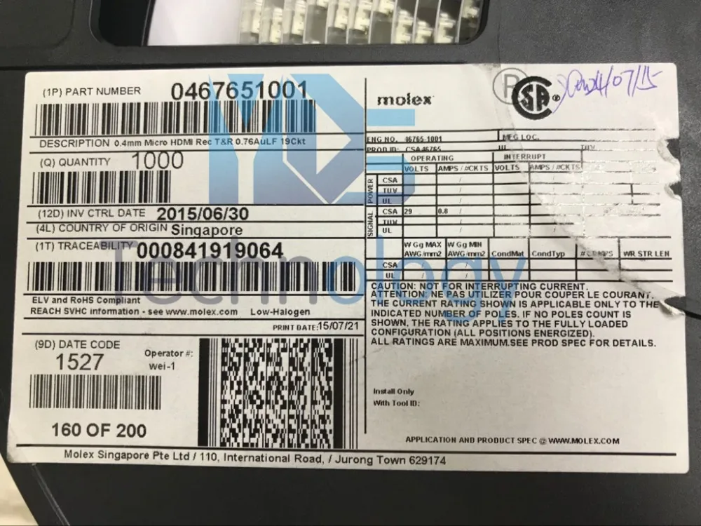 1000 шт./катушка 46765-1001 467651001 MOLEX 19P HDMI USB разъем новый и оригинальный |