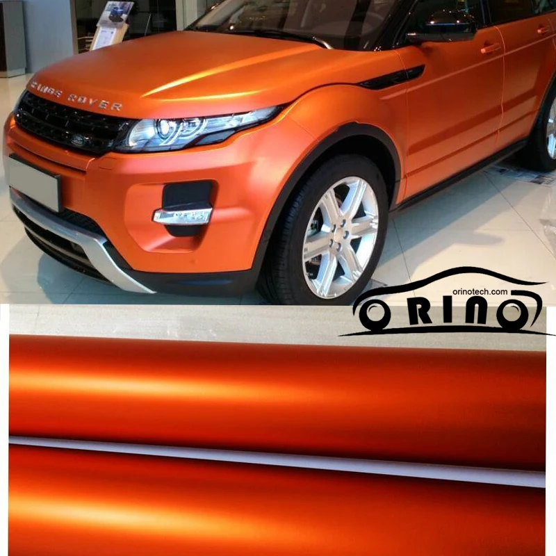 1.52x20m/Roll Orange Metallic Matt Vinyl wrap Car Wrap With Air Bubble