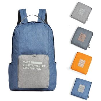 

Double Shoulder Backpack Large Capacity Lightweight Folding Waterproof Zipper Travel Bag Day Packs With Water Bottle Pockets