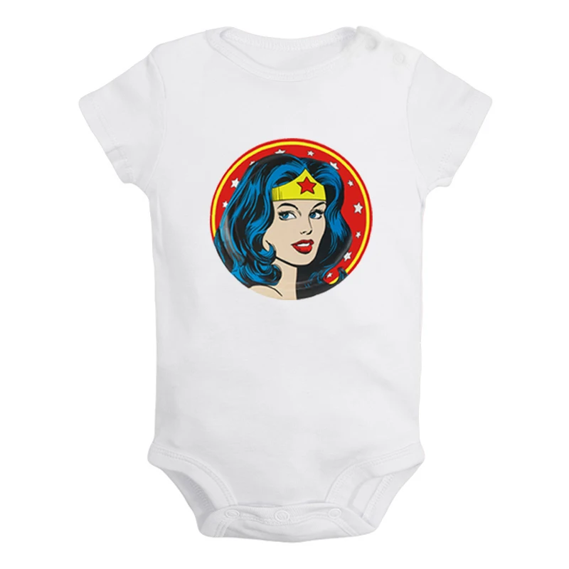 Animation Girl Power Wonder Woman Bat women Super women Newborn Baby Girl Boys Clothes Short Sleeve Romper Jumpsuit Outfits