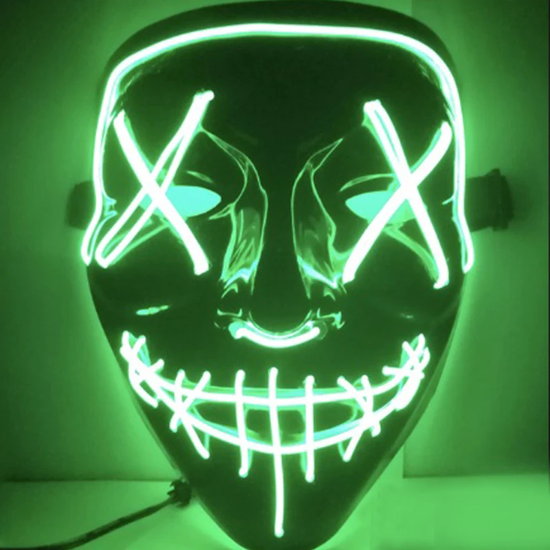 

2018 Novelty EL Wire Glowing Ghost Mask LED Flashing Light Mask For Halloween Scary Cosplay Masquerade Party Luminous Mask