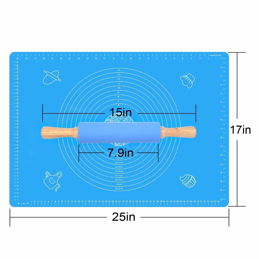 Facemile силиконовый коврик для выпечки готовки и антипригарная силиконовая Скалка Набор Торт Помадка тесто лапша разминание колодки Инструменты для приготовления пищи