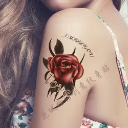 Красочные красивый большой цветок красная роза средства ухода за кожей книги по искусству водостойкие татуировки для женщины Flash TemporaryTattoo