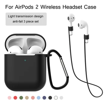 

Earphone Case For Apple AirPods 2 Protective Wireless Bluetooth Charging Headset Silicone Cover Headphone Bags with Rope Hooks
