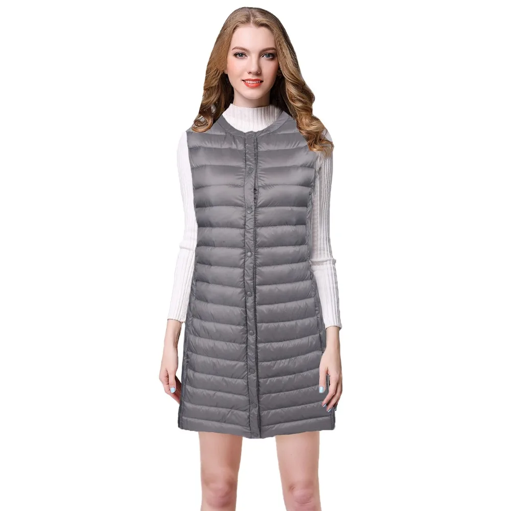 Beste NewBang Merk Ultralichte Down Vest Vrouwen Lange Vest Winddicht Lichtgewicht Warm Vest Vrouwelijke Down Jas Lange Slanke Mouwloze