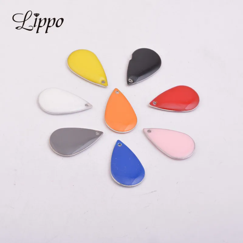 

32pcs 11*21mm Enamelled Sequins Water Drop Charms Copper Two-sided shuttles Pendant Nickel free and Lead Free
