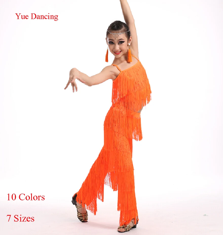 

2-15Y Children Fringe Dance Pants Tassel Top and Pants For Latin Dance Latin Clothes Child Salsa/Tango/Samba Dancewear/Costumes