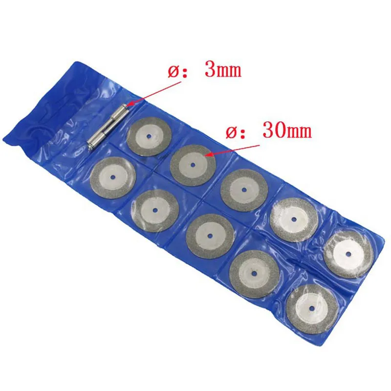 10 Pcs/ Set 30mm Diamond Coated Rotary Cutting Cut Off Blade Wheels Disc Kits New DC156
