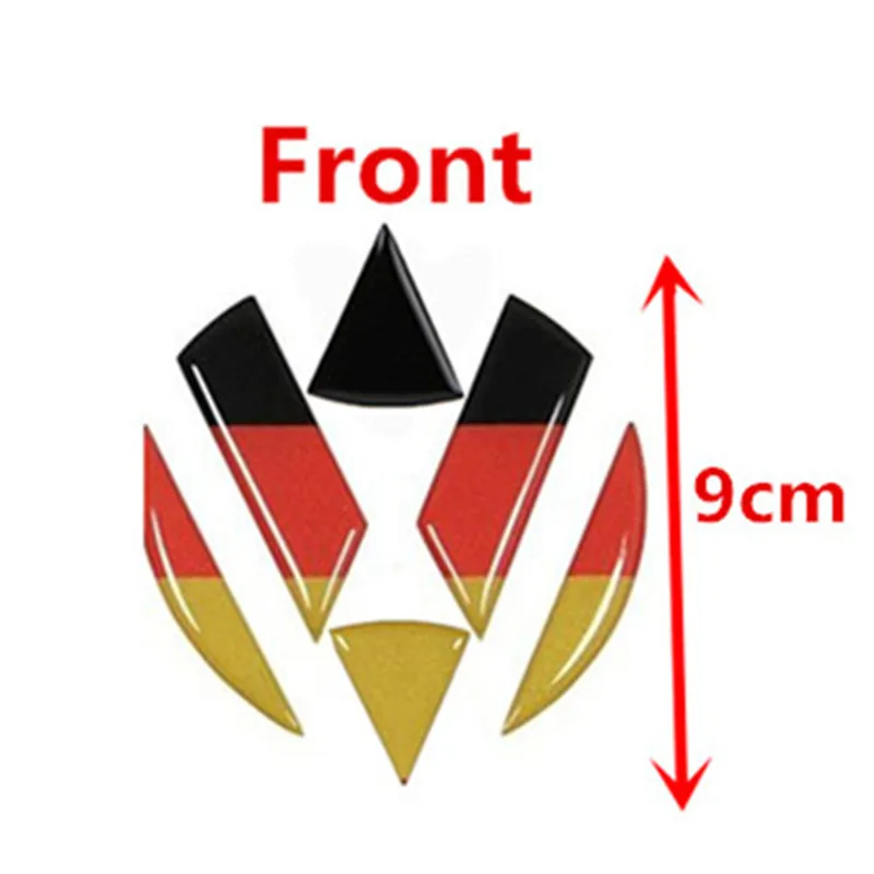 Флаг Германии наклейка на руль автомобиля Наклейка VW эмблема спереди и сзади логотип для Volkswagen Golf 6 7 Polo Beetle Touran Passat CC R36 - Название цвета: Front Emblem Sticker