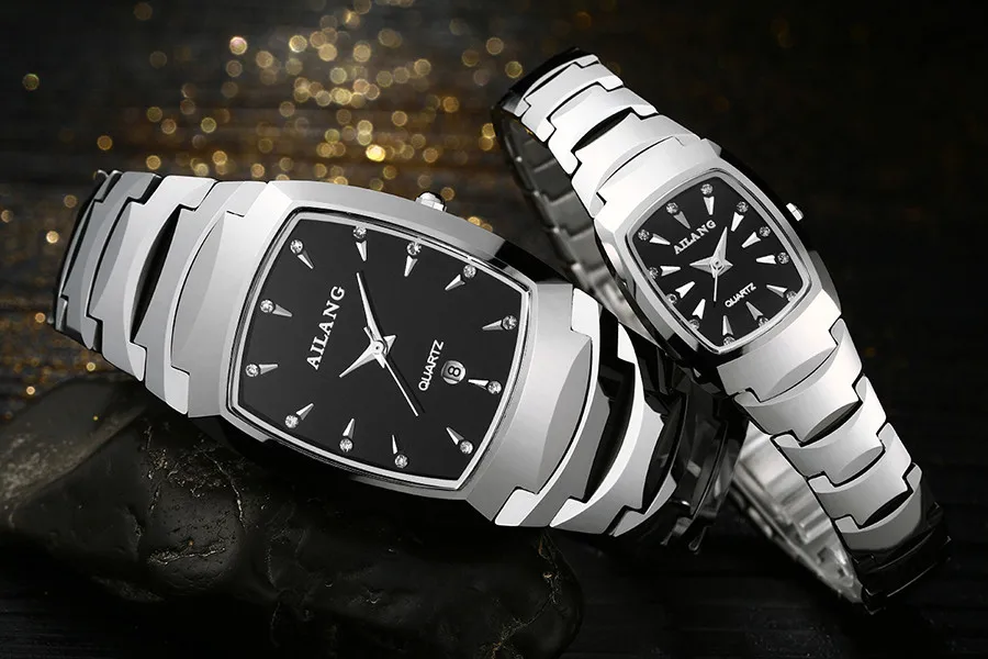 Классические модные пары Вольфрам сталь браслет часы AILANG бизнес любителей календари наручные часы Аналоговые кварцевые Relojes NW8008