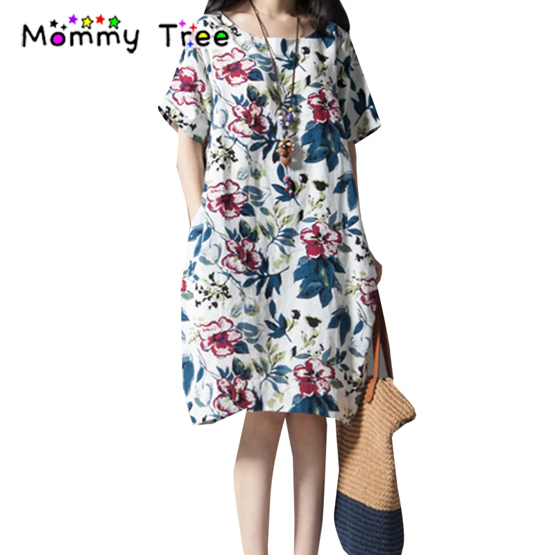 2017 Summer Loose Floral Maternity Dress for Pregnant Women Cotton