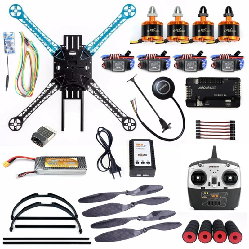 

DIY RTF Kit 2.4GHz 4CH RC Drone 500mm Wheelbase with APM 2.8 Flight Control Wireless WiFi Transmission Headless Mode Quadcopter