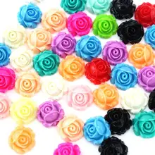 200 шт. розы 15 мм Flatback Смола цветок Multi-Цветной роза с цветочным принтом бусины, кабошоны