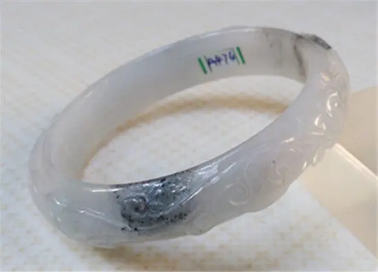 

A474 NEW Vintage Chinese Hand-carved 100% Natural Jadeite Jade Bracelet 56mm a 5.19