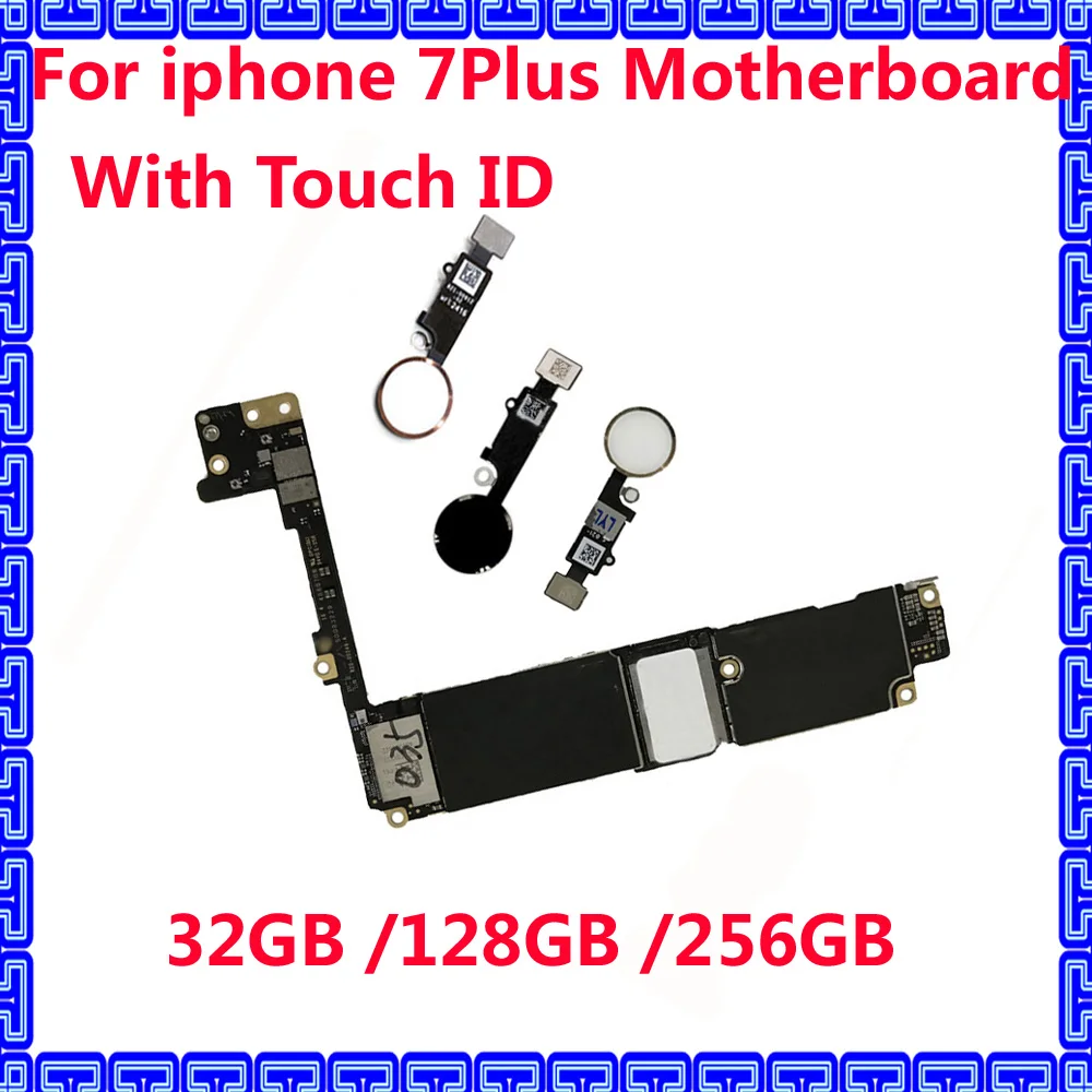

Full unlocked for iphone 7Plus motherboard with / NO touch ID Original mainboard for iphone 7 Plus IOS system 32GB 128GB 256GB