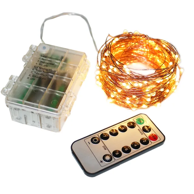 5/10/20M Remote Control Garland Christmas Light Outdoor Indoor Battery