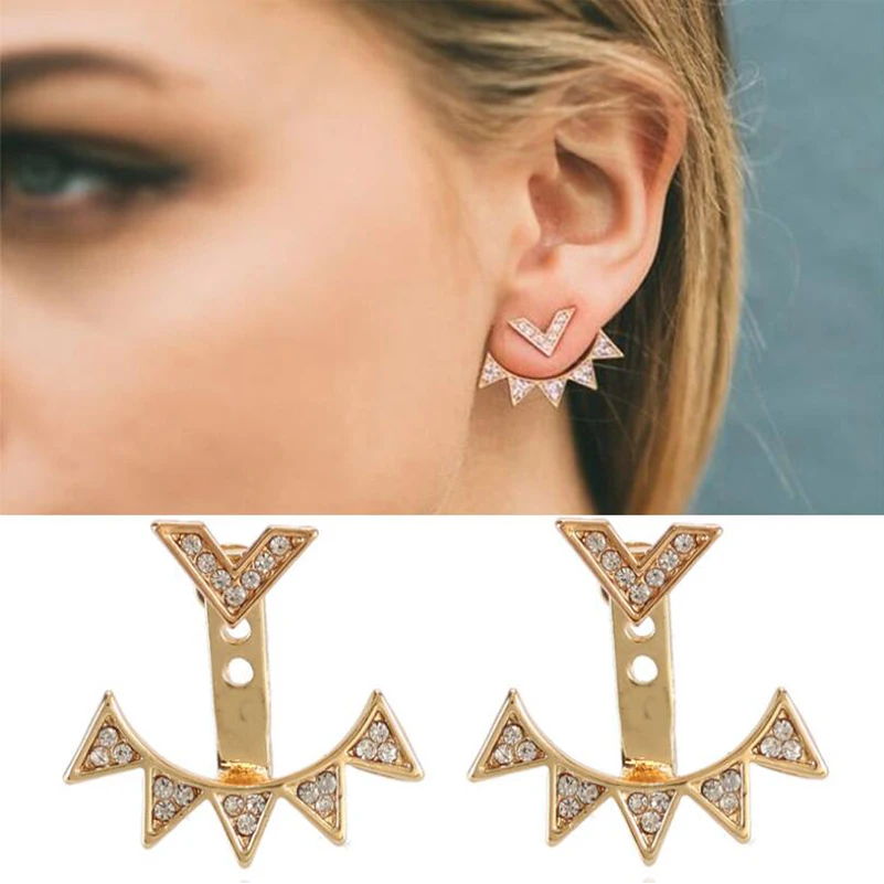 

Shuangshuo Punk Geometric Earring Jackets V Shape Earring Accessories Triangle Earrings for Women Fashion Wedding Earrings