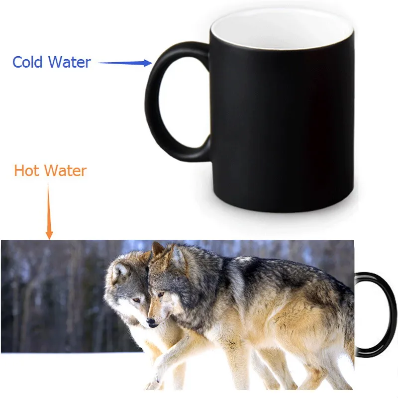 3D Печатный волк настроить дизайн воды кофейная кружка керамическая морфинга кружки 350 мл/12 унций - Цвет: 3