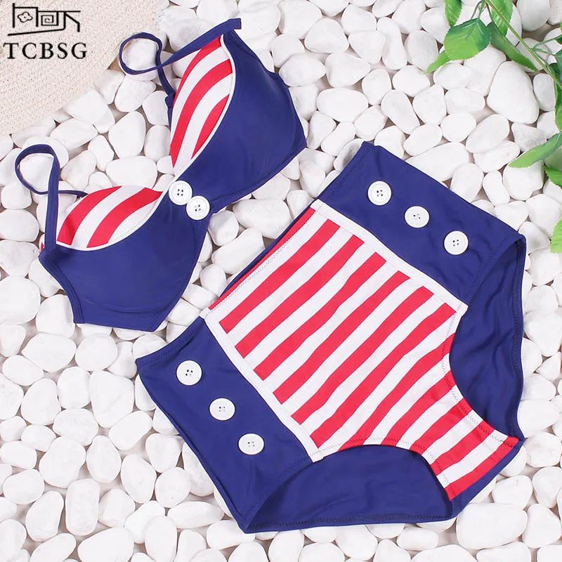 

TCBSG Push Up Bikini Set 2019 New Plus Size Newest 3XL Swimwear Women Biquini High Waist Swimsuit Bathing Suits Retro Bikinis