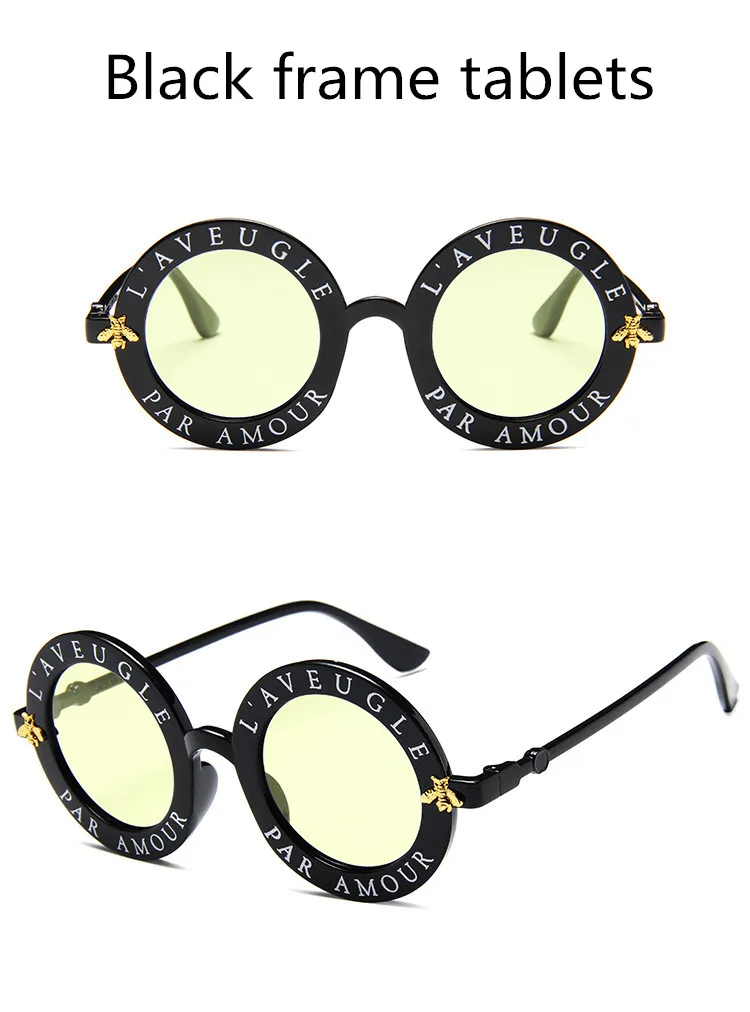 ASUOP 2018 New Retro Round Lady Sunglasses English Letter Bees Men Luxury Brand Cat Eye Glasses UV400 Color Travel Travel Goggle (13)