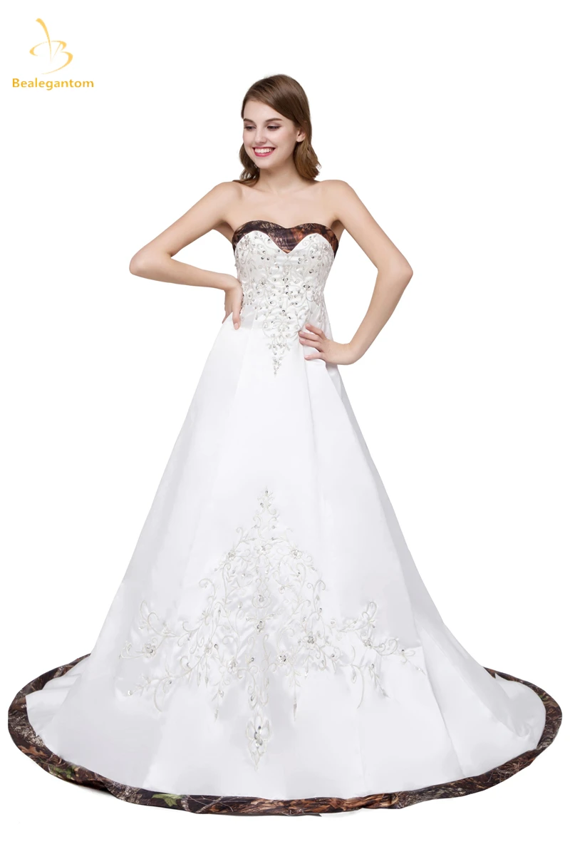 2019 New Camo Wedding Dresses With Appliques Ball Gown Long Camouflage