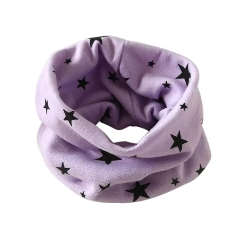 JAYCOSIN модный детский зимний теплый шарф для мальчиков и девочек, хлопковый шарф с круглым вырезом и рисунком звезды, Прямая поставка - Цвет: Фиолетовый