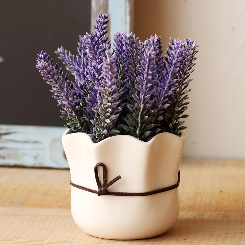 Artificial Flowers Ceramic Flowers Pot Set Wedding Decoration Lavender