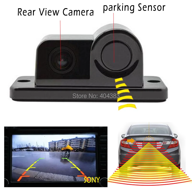 

2 in1 Parking Camera Sensors Black Sensors Reversing Radar Car Rearview Rear View Camera Reversing Camera Waterproof