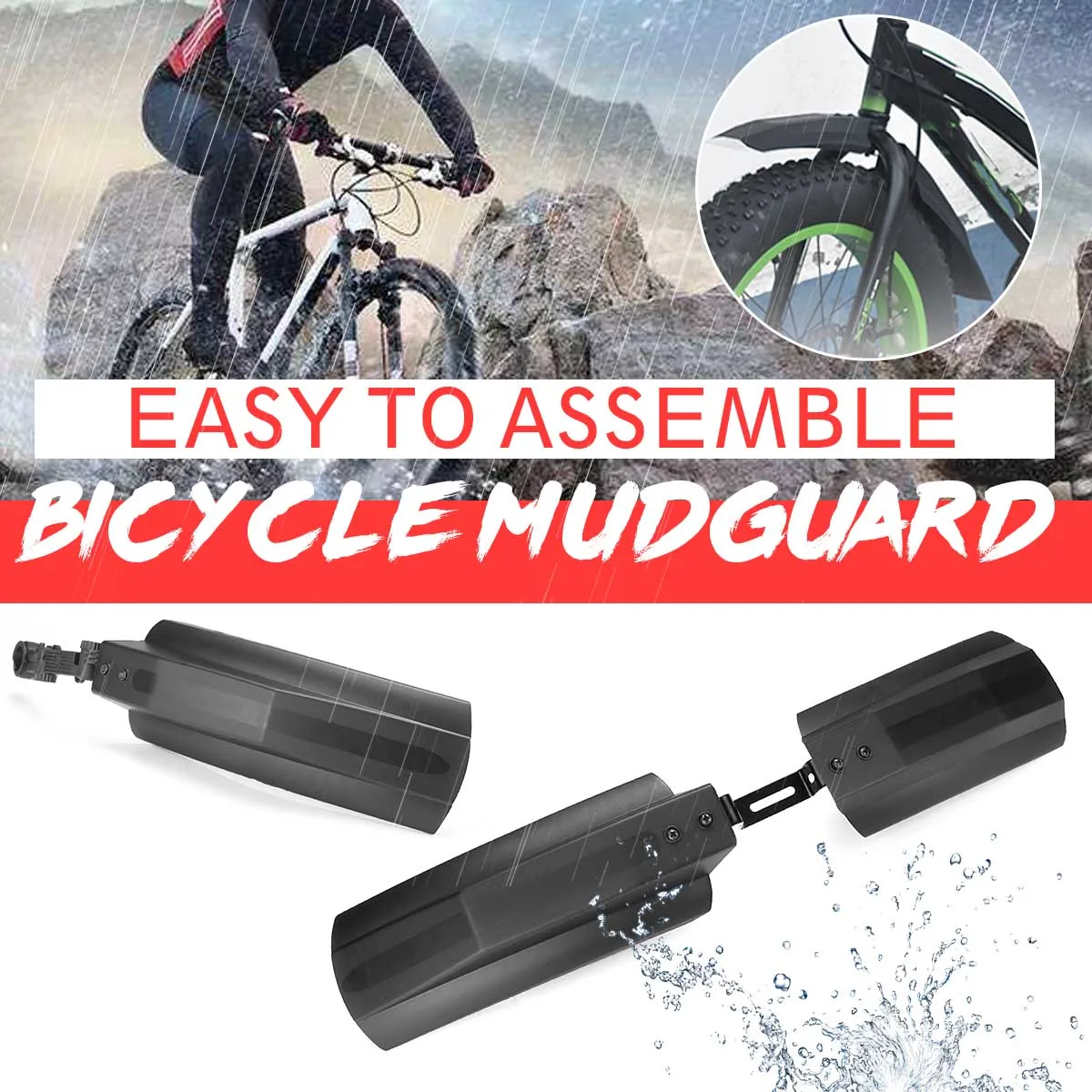 

1 Set Bike Fenders Bicycle Mudguard MTB Road Mudguard Protective Front Rear Fender Set For 20-26inch Bike Bicycle