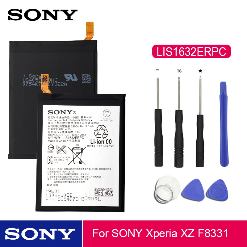 Sony Original Phone Battery LIS1632ERPC For SONY Xperia XZ F8331 F8332 Replacement Phone Batteries 2900mAh + Free Tools Sony Original Phone Battery LIS1632ERPC For SONY Xperia XZ F8331 F8332 Replacement Phone Batteries 2900mAh + Free Tools