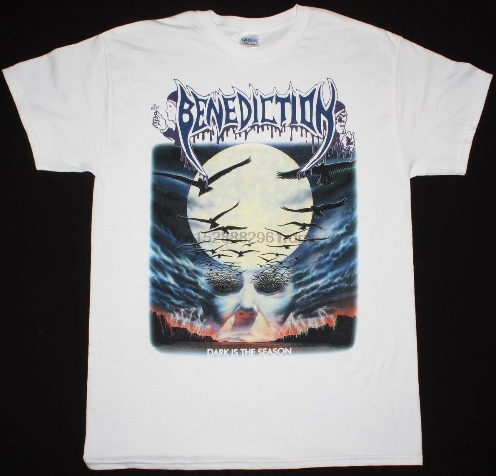 

Free shipping 2019 BENEDICTION DARK IS THE SEASON DEATH BOLT SOLSTICE NEW WHITE T-SHIRT Novelty Tee Free Shipping