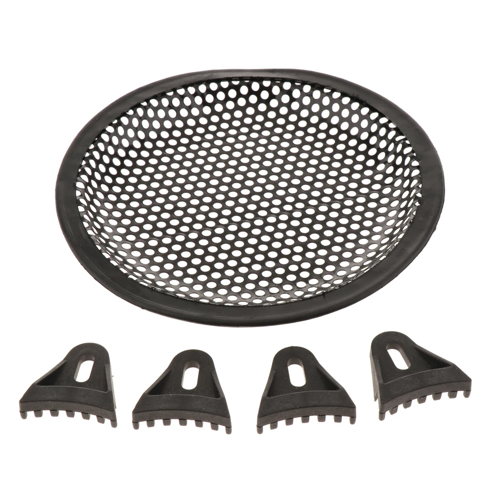 1pc Speaker Grills Cover Case Black with 4pcs Screws and 4pcs Fix Holders for 6 inch Outer