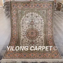 YILONG 4'x6' турецкий Шелковый ковер традиционная антикварная вещь ручной работы персидские небольшие ковры из шелка(SL117B4x6
