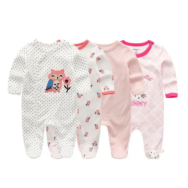 Baby Romper4154 1/2/3/4 шт./лот с персонажами из мультфильмов для маленьких мальчиков; богемный комплект, roupa de bebes кукла трансфер до/спортивный костюм для новорожденных; хлопковые пижамы с длинными рукавами для детей возраста от 0 до 12 месяцев комбинезон одежда для девочки - Цвет: Baby Romper4154