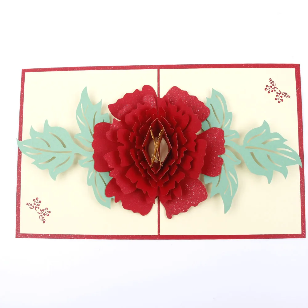3D Pop Up Greeting Card Peony Mother’s day Birthday Valentines Xmas Thanks Gifts
