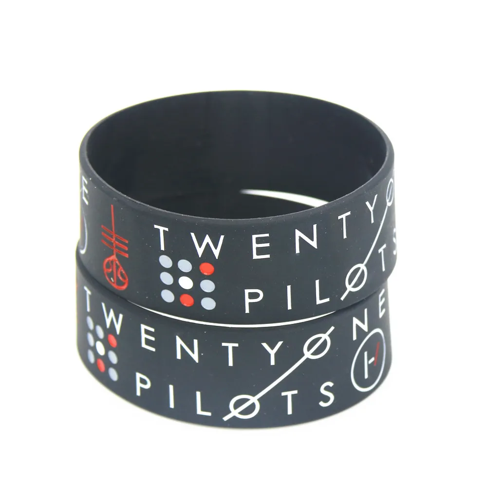 1 шт. Лидер продаж Twenty One Pilots 21 Pilots силиконовый браслет широкий черный браслеты и браслеты для любителей музыки концертный подарок SH107