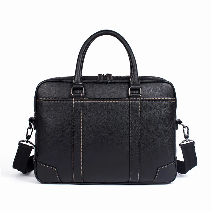 Nesitu High Quality Black Real Skin Genuine Leather A4 Office Men's Briefcase Portfolio Shoulder Messenger Bags M9879-2 photo