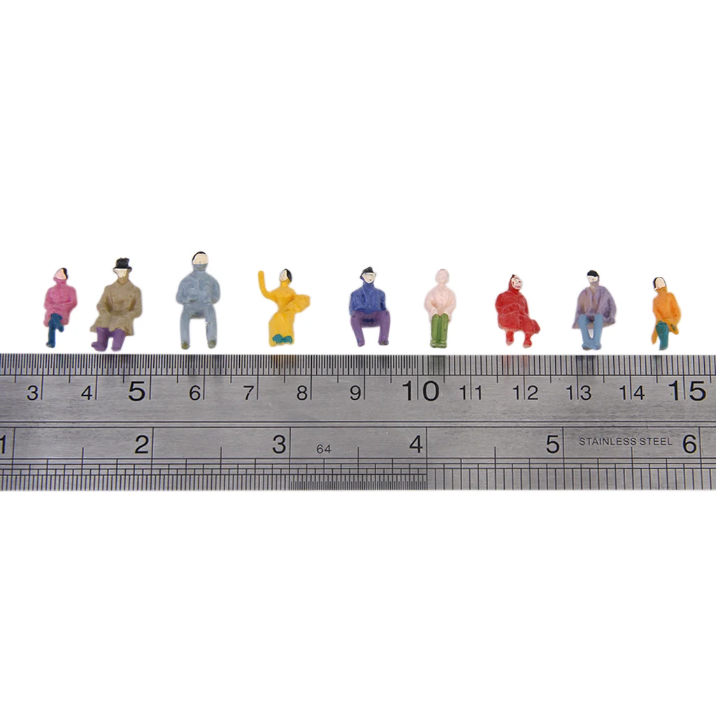 50pcs Painted Model Train Seated People Passengers Figures 1:87 HO Scale Model Building Kit Perfect for Layout Diorama Accessory 5