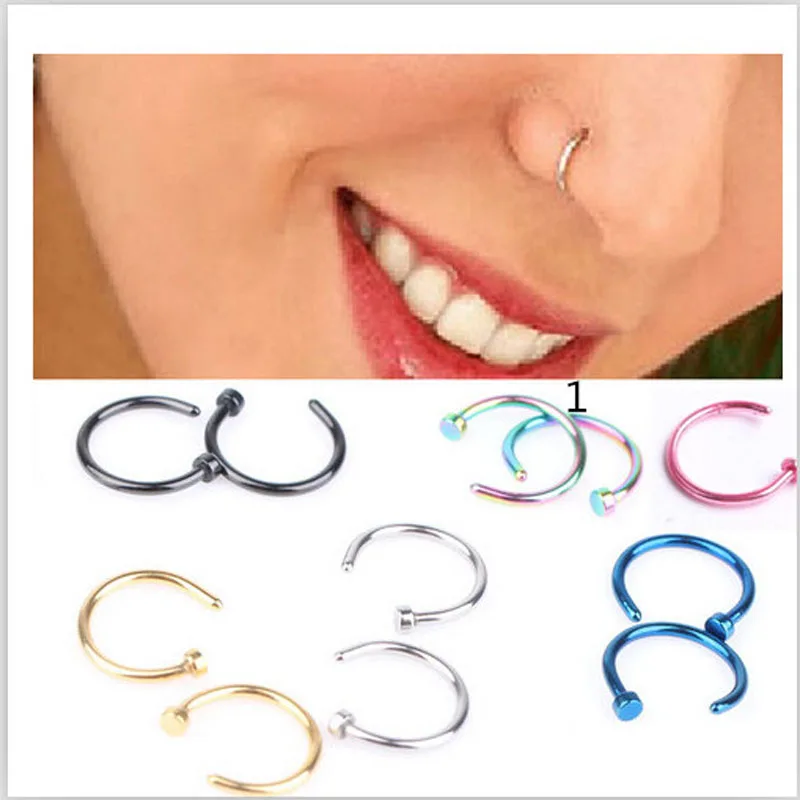 Кольца для пирсинга носа из нержавеющей стали 7 цветов 100 шт./лот|body piercing jewelry|piercing