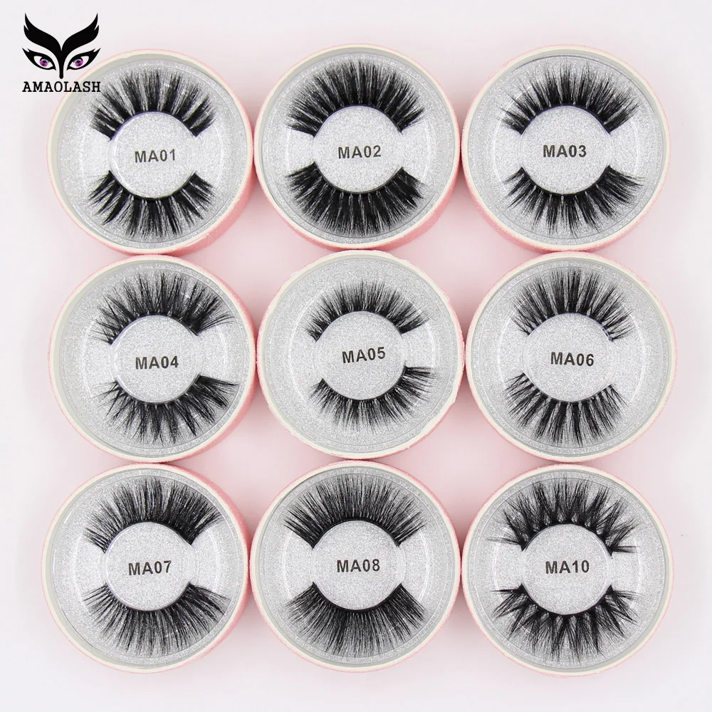

AMAOLASH False Eyelashes 3D Faux Mink Lashes Reusable Invisible Band Fluffy Dramatic Lashes New Pink Glitter Packaging