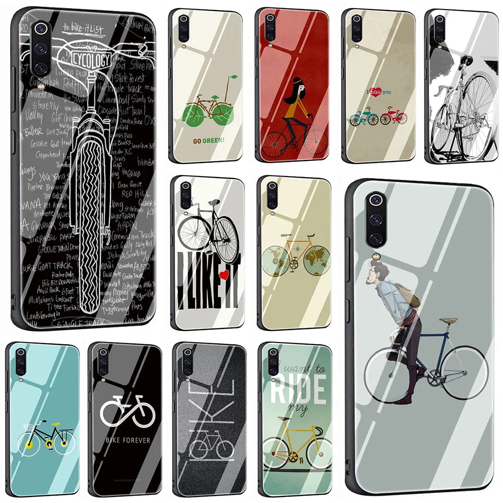 

BIKE CYCLING Tempered Glass Phone Cover Case For Xiaomi Mi 8 9 Redmi 4X 6A Note 5 6 7 Pro Pocophone F1