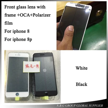 

5pcs/lot Cold press For iPhone 8 8p plus front Glass with Frame with oca polarizer together 4 in 1 lcd screen outer glass repair