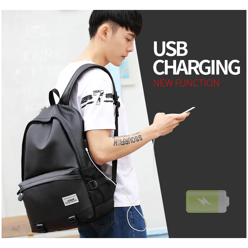 Augur мужская рюкзаки из искусственной кожи зарядка через usb путешествия