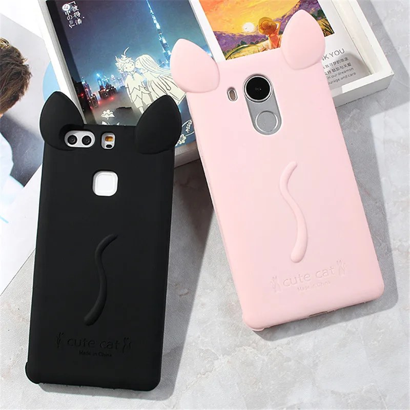 

cute Cat ears with rope soft gel TPU silicon Shock-proof case For Huawei P8 / P9 / P9 Plus