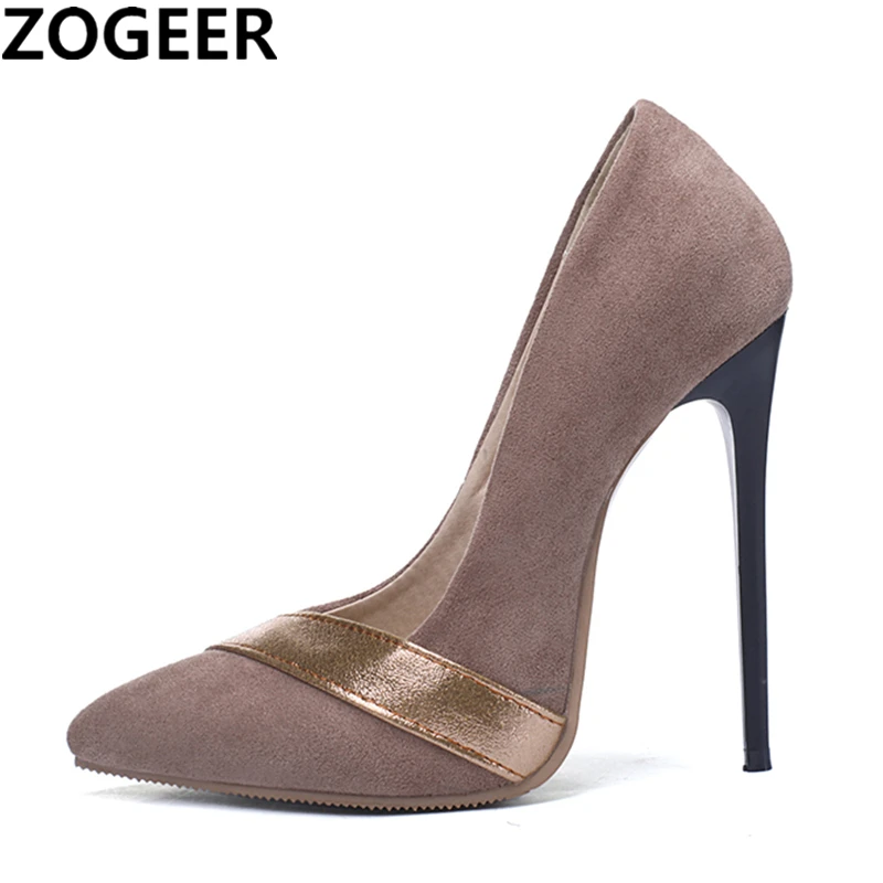 

Plus Size 48 2019 Spring Women Pumps New Fashion 12CM High Heels Brand Thin Heel Black Grey Sexy Wedding OL Office shoes Woman